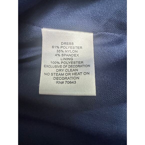 Jessica Howard Navy Embellished Gold Rhinestone Shoulder Semi Formal Dress - Picture 5 of 8